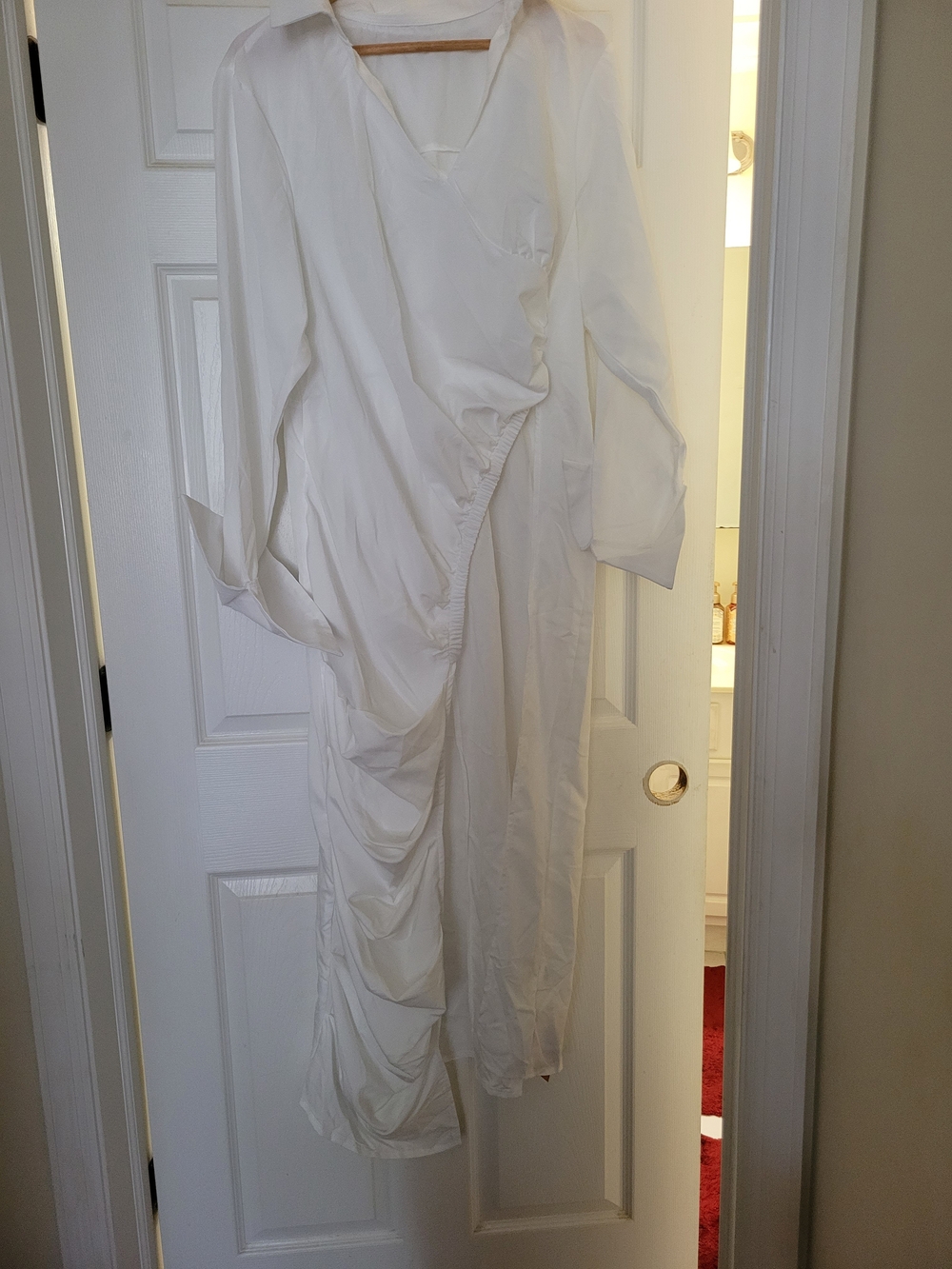SHEIN White Draped Long Sleeve Shirt